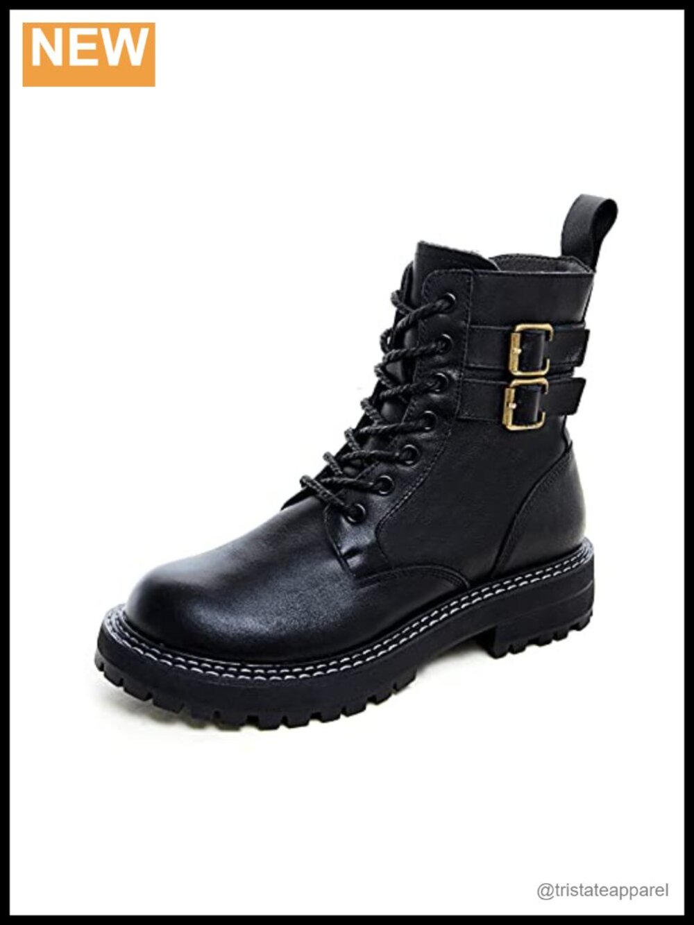 Genuine Leather Ankle Boots Lace Up Low Heel Women Booties
